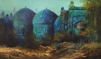 A. Q. Arif, 24 x 42 Inch, Oil on Canvas, Cityscape Painting, AC-AQ-464